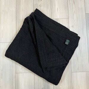 Lauren Ralph Lauren 100% Wool Dark Gray Full/Queen Blanket 90" X 82" Trim Detail